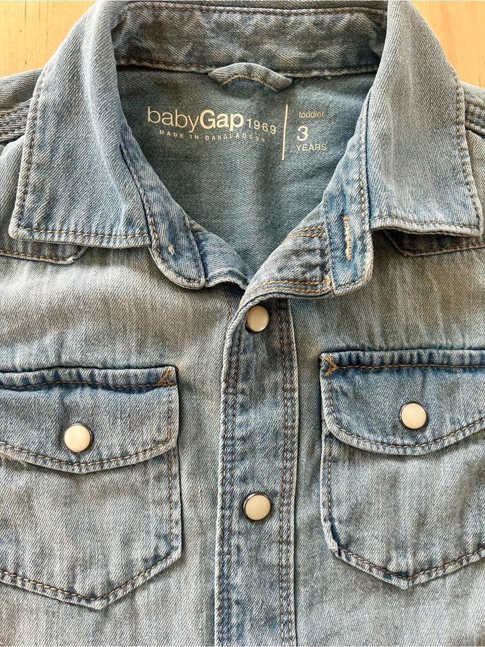 Baby Gap 1969 Toddler Denim Button Down Shirt Light Wash 3T